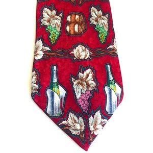 Wine Lover Grapes Barrels 100% Silk Tie Vintner 58-59” Carter & Holmes